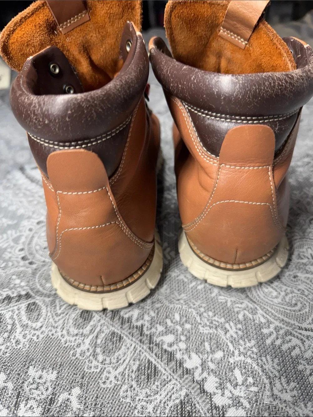 Men's Cole Haan Grand O - Brown Leather Hiking Boots with Red Laces - Size 10